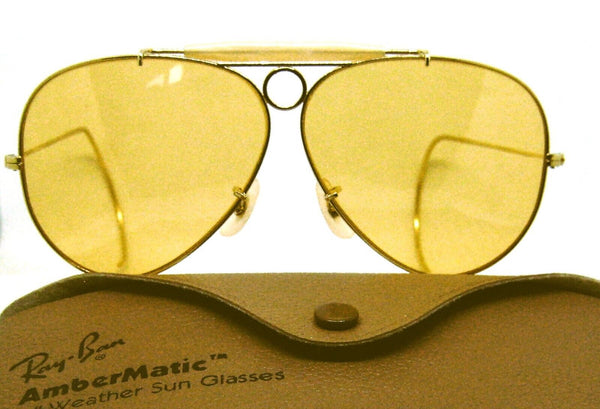 Ray-Ban USA N OS Vintage 70s B&L  Aviator Shooter Ambermatic NewInBox Sunglasses