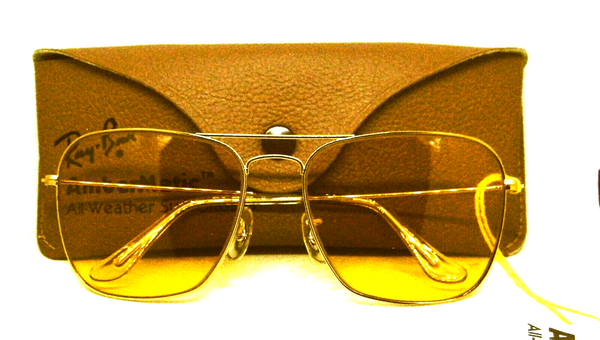 Ray-Ban USA N OS Vintage 70s B&L  Aviator Caravan Ambermatic NewInBox Sunglasses