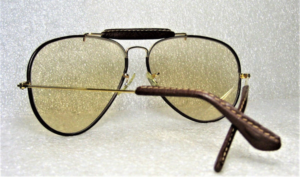 Ray-Ban USA Vintage B&L  Aviator Leathers 62mm Brown Changeables Mint Sunglasses - Vintage Sunglasses 