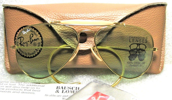 Ray-Ban USA NOS Vintage B&L Aviator Blue Changeable 58 Lens New Sunglasses - Vintage Sunglasses 