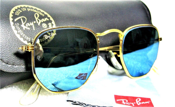 Ray-Ban USA NOS Vintage B&L Classic Metals W1864 Hex Blue Mirror New Sunglasses - Vintage Sunglasses 