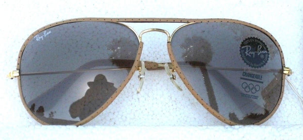 Ray-Ban USA NOS Vintage B&L Aviator Ostrich Leathers L1513 Changeable Sunglasses - Vintage Sunglasses 