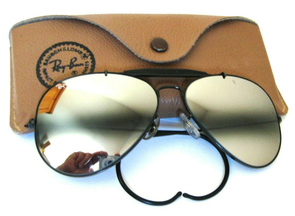 Ray-Ban USA NOS Vintage 1980s B&L Aviator DGM Outdoorsman BlackChrome Sunglasses