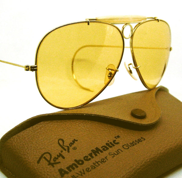 Ray-Ban USA N OS Vintage 70s B&L  Aviator Shooter Ambermatic NewInBox Sunglasses