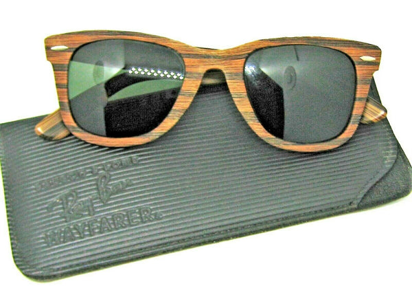 Ray-Ban USA NOS Vintage B&L Rare Wayfarer Teak-Wood Woody 5022 Mint Sunglasses - Vintage Sunglasses 