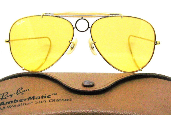 Ray-Ban USA Vintage 1970s B&L NOS Aviator AmbermatIc DLX Shooter New Sunglasses