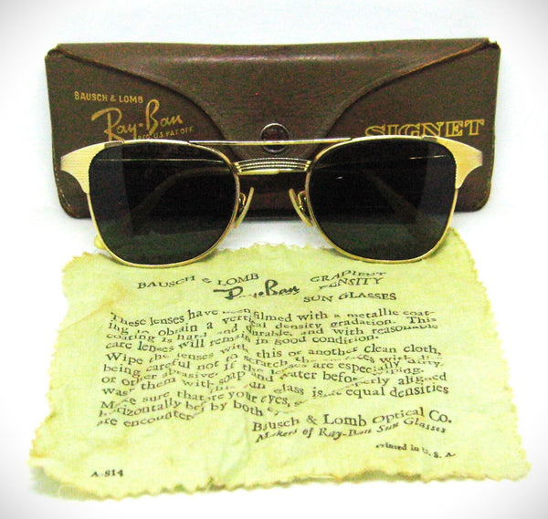 Ray-Ban USA Vintage 1940s B&L Signet 12kGF Classic Metals Sunglasses Frame &Case