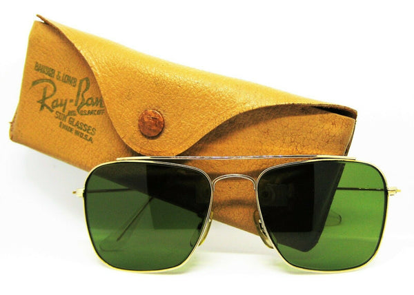Ray-Ban USA *Mint Vintage 1950s B&L Aviator Rare Brace Caravan Sunglasses & Case
