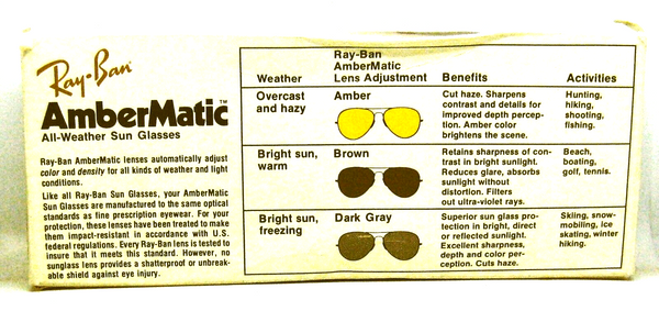 Ray-Ban USA NOS Vintage B&L Aviator Sharp Shooter DGM Ambermatic New Sunglasses