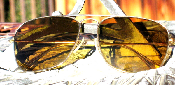 Ray-Ban USA Vintage 70s B&L  Aviator 58[]16 Caravan Ambermatic 12K GF Sunglasses