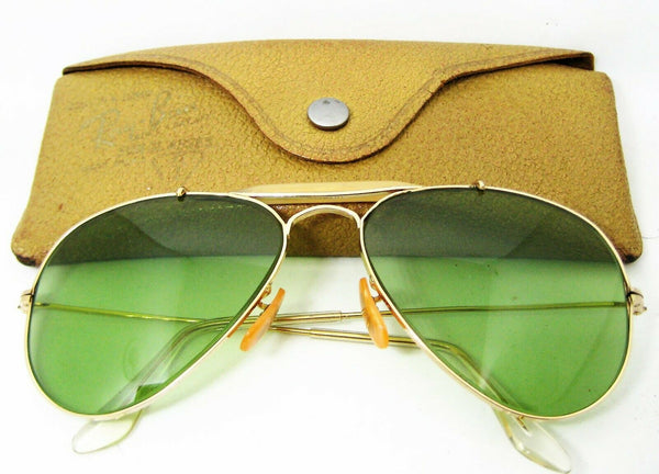 Ray-Ban USA Vintage 1940s B&L 12kGF Aviator Rare RB2 Mint 58mm Sunglasses & Case