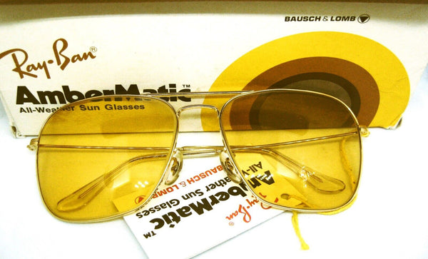 Ray-Ban USA N OS Vintage 70s B&L  Aviator Caravan Ambermatic NewInBox Sunglasses