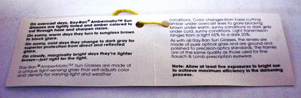 Ray-Ban USA NOS Vintage B&L Aviator Sharp Shooter DGM Ambermatic New Sunglasses