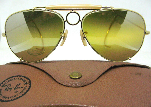 Ray-Ban USA NOS Vintage B&L Aviator Sharp Shooter DGM Ambermatic New Sunglasses