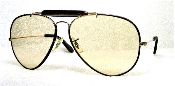 Ray-Ban USA Vintage B&L  Aviator Leathers 62mm Brown Changeables Mint Sunglasses - Vintage Sunglasses 