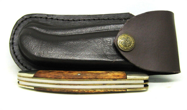 Remington UMC M-105 USA Sowbelly Knife 3 Blade Bone Handles Mint with Sheath