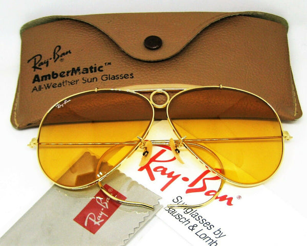 Ray-Ban USA NOS Vintage B&L  Aviator Ambermatic Bullet Shooter New Sunglasses