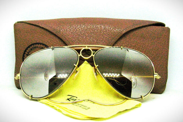 Ray-Ban USA NOS Vintage B&L Aviator Sharp Shooter DGM Ambermatic New Sunglasses