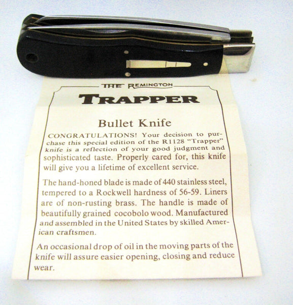 Vintage REMINGTON USA 1989 Bullet Knife UMC R1128 two blade Jumbo Trapper , NIB