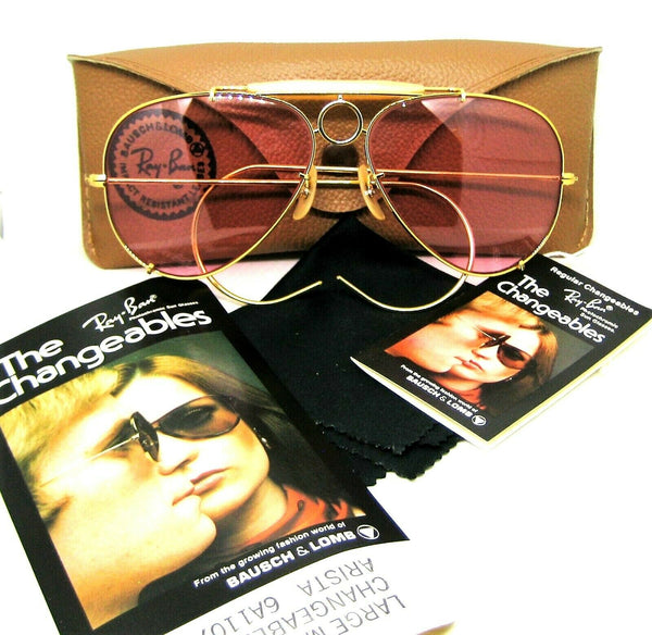 Ray-Ban USA NOS Vintage B&L Aviator 58mm DLX Shooter Rose Changeables Sunglasses