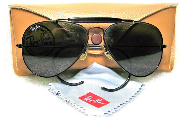 Vintage *NOS Ray-Ban USA B&L Aviator Black Chrome 58 G-15 *NEW Sunglasses & Case - Vintage Sunglasses 