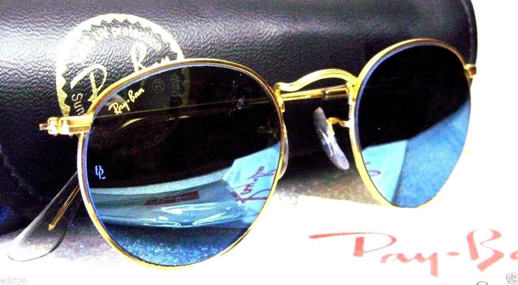 Ray-Ban USA Vintage NOS B&L Classic Metals 50 Blue Mirror 24k GP New Sunglasses