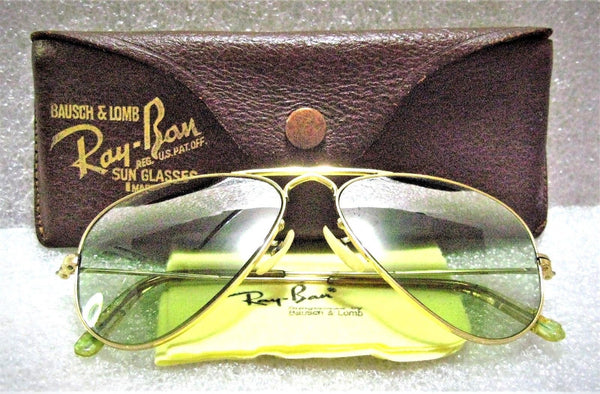Vintage Ray-Ban USA Rare 1950s B&L 52mm TGM RB-2 Aviator 12kGF Sunglasses & Case - Vintage Sunglasses 