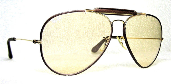 Ray-Ban USA Vintage B&L  Aviator Leathers 62mm Brown Changeables Mint Sunglasses - Vintage Sunglasses 