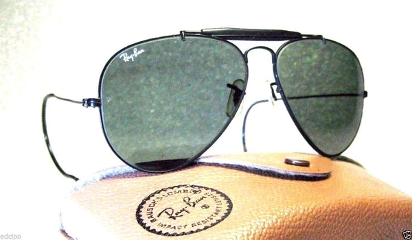 Vintage *NOS Ray-Ban USA B&L Aviator Black Chrome 58 G-15 *NEW Sunglasses & Case - Vintage Sunglasses 