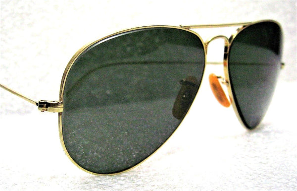 Vintage Ray-Ban USA Rare 1950s B&L Pilot 58 G-15 Aviator 12kGF Sunglasses & Case - Vintage Sunglasses 