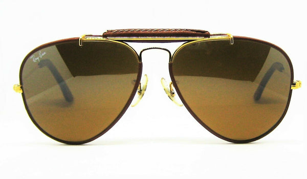 Ray-Ban USA Mint Vintage B&L Aviator Leathers Outdoorsman 58mm, *TGM Sunglasses - Vintage Sunglasses 