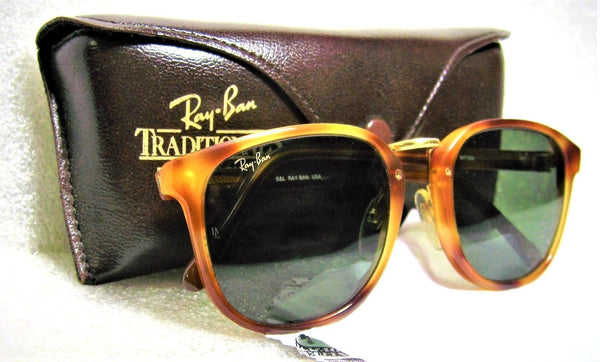 Ray-Ban USA Vintage 1980s B&L TraditionalS Blonde Tortoise W1106 Sunglasses+Case - Vintage Sunglasses 