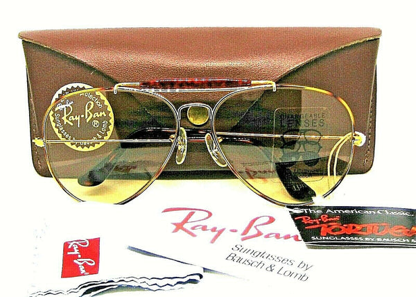 Ray-Ban USA NOS Vintage B&L Aviator Tortuga SuperChangeable L1707 New Sunglasses - Vintage Sunglasses 