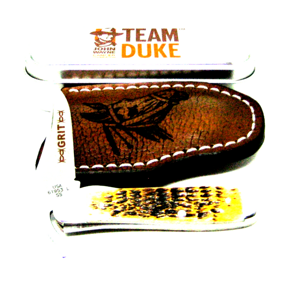 John Wayne Knife Case USA Russlock 07518 Barb Wire Bolster 2011 Duke! & sheath