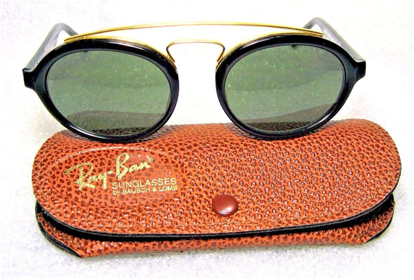 Ray-Ban USA Vintage NOS B&L Gatsby Style 6 Ebony-Gold W0940 New Sunglasses &Case