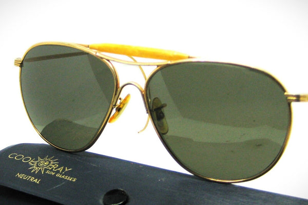 American Optical USA Aviator WWII Pilot Ful Vue GP Vintage 1940s Sunglasses