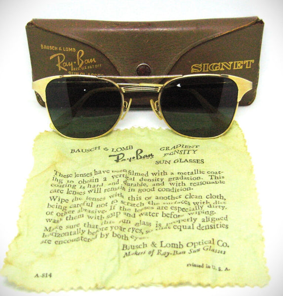 Ray-Ban USA Vintage 1940s B&L Signet 12kGF Classic Metals Sunglasses Frame &Case