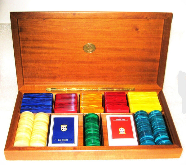 Dal Negro NOS Vintage 1960s Poker Black Jack Gambling chips New in Box Hardwood