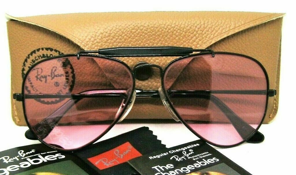 Ray-Ban USA NOS Vintage B&L Aviator Outdoorsman Rose Changeables New Sunglasses