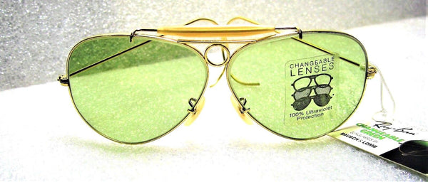 Ray-Ban USA NOS Vintage B&L Aviator Green *Changeable RB3 Shooter NEW Sunglasses - Vintage Sunglasses 