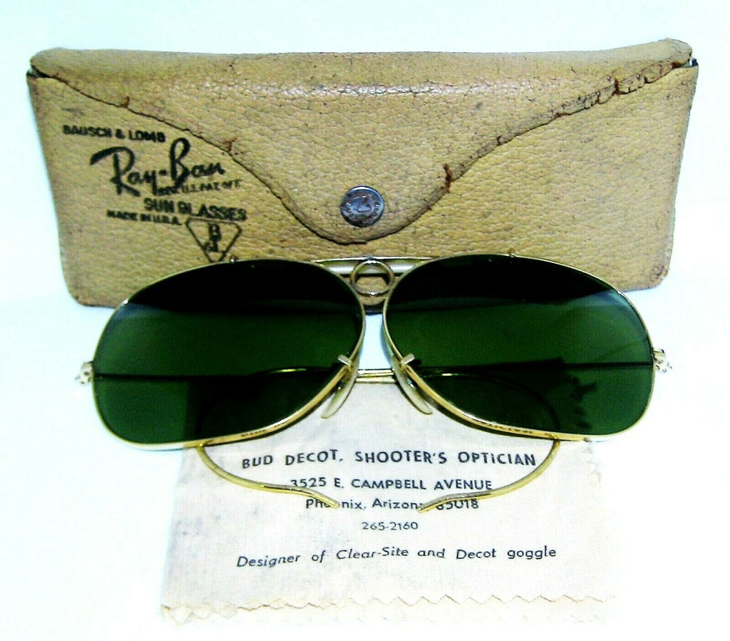 Ray-Ban USA 1960s Vintage B&L Aviator 12k GF RB-3 Wide Decot Shooter Sunglasses - Vintage Sunglasses 