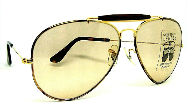 Ray-Ban USA NOS Vintage B&L Aviator Tortuga SuperChangeable L1707 New Sunglasses - Vintage Sunglasses 