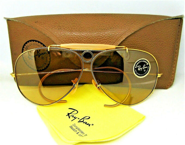 Ray-Ban USA Vintage NOS B&L Aviator Shooter FullMirror Ambermatic New Sunglasses