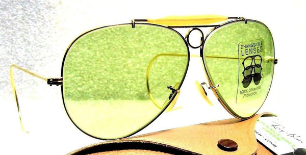 Ray-Ban USA NOS Vintage B&L Aviator Green *Changeable RB3 Shooter NEW Sunglasses - Vintage Sunglasses 