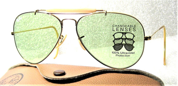 Ray-Ban USA NOS Vintage B&L Aviator Blue Changeable 58 Lens New Sunglasses - Vintage Sunglasses 