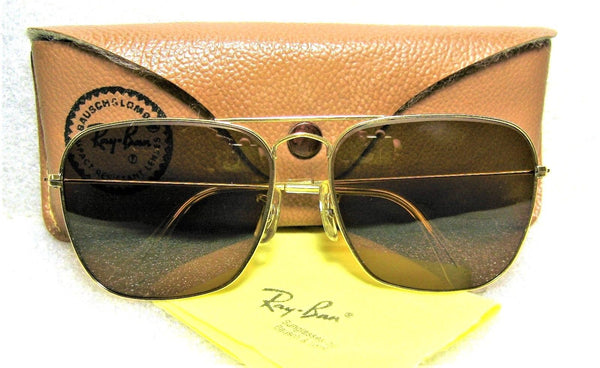 Ray-Ban USA Vintage 70s B&L Aviator Caravan Pilot 58 B-15 Brown *Mint Sunglasses - Vintage Sunglasses 