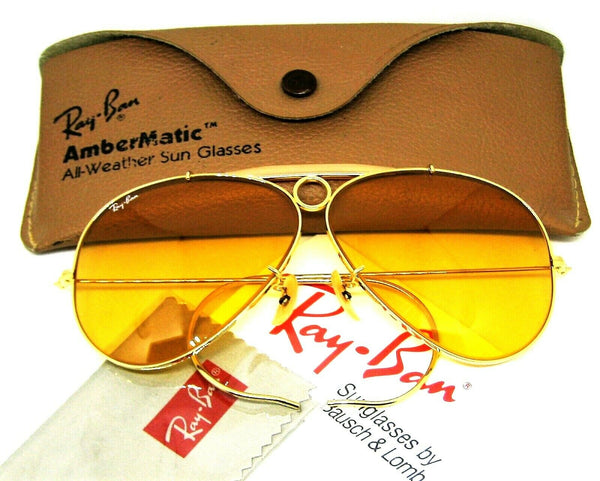 Ray-Ban USA Vintage NOS 80s B&L Aviator Ambermatic Bullet Shooter New Sunglasses
