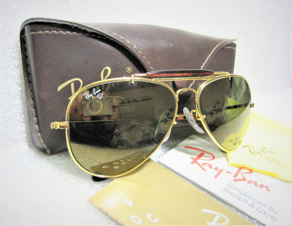 Ray-Ban Vintage USA B&L Aviator Diamond Hard Survivor Bravura W1506 Sunglasses - Vintage Sunglasses 