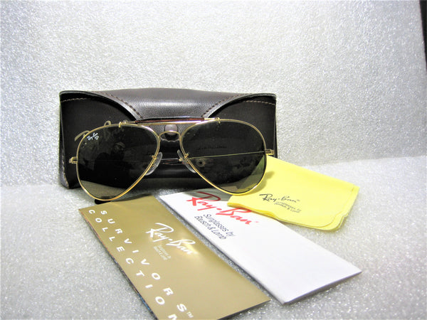 Ray-Ban Vintage USA B&L Aviator Diamond Hard Survivor Bravura W1506 Sunglasses - Vintage Sunglasses 