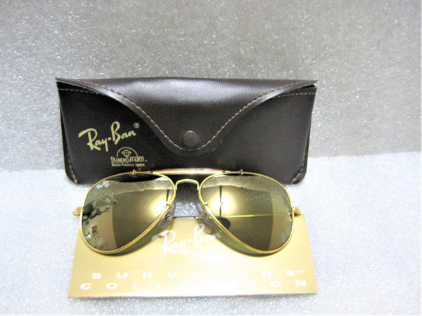 Ray-Ban Vintage USA B&L Aviator Diamond Hard Survivor Bravura W1506 Sunglasses - Vintage Sunglasses 